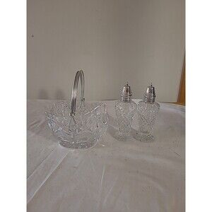 Bleikristall 24% Ld Crystal Basket Alum Hdle West Germany W/Godinger Glass Set